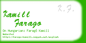 kamill farago business card